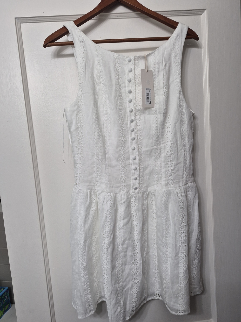 Altar'd State White Eyelet Button-Front Mini Dress